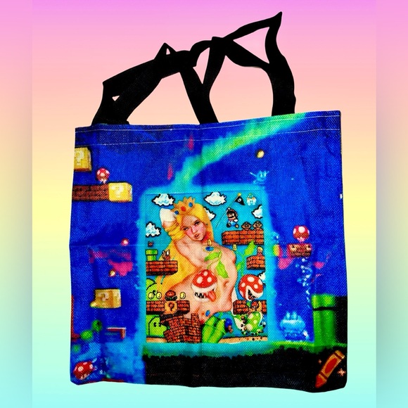 PEACH - Mario Bros Handmade & Designed Double Sided Tote Bag - Picture 1 of 1